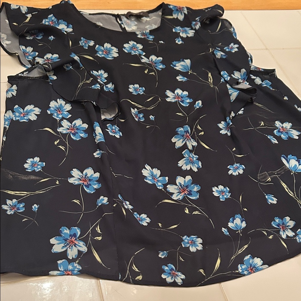 Primark Black and Blue Floral Blouse
